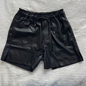 Vegan Leather Shorts with tie front. NWT